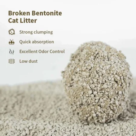 Broken bentonite cat litter