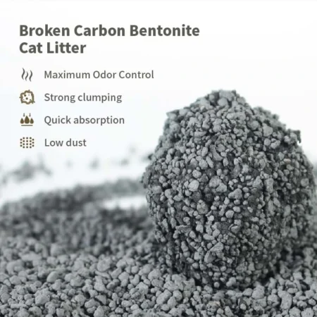 Broken carbon bentonite cat litter