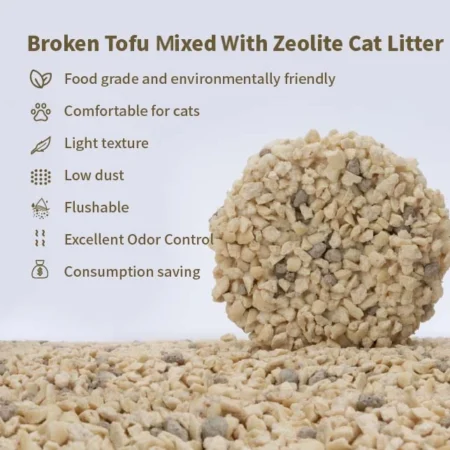 Broken Tofu mixed with Zeolite Cat Litter