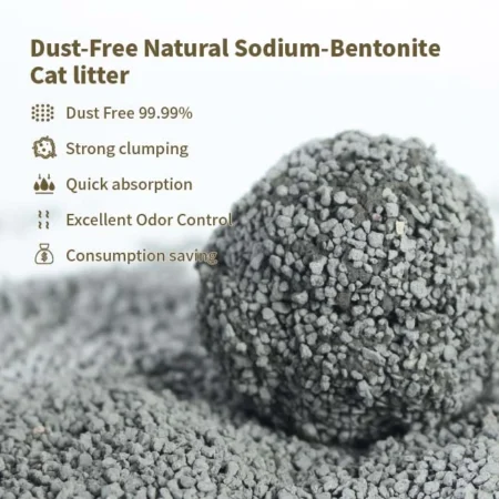 Dust-free natural sodium-bentonite cat litter